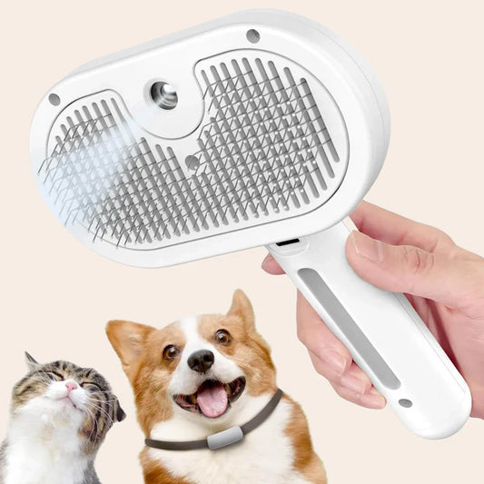 3-in-1 Pet Grooming Steam Brush – Deshedding, Cleaning & Massage